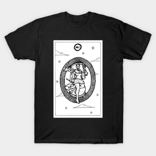 Black and White Tarot The World T-Shirt